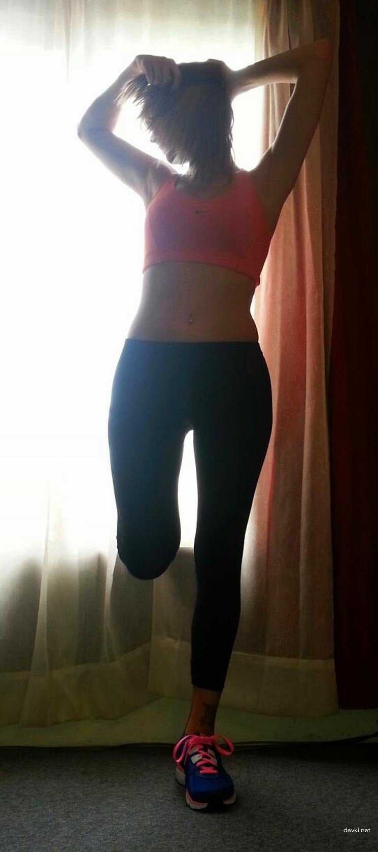 Explicit Nude Amateur Photos: Hot Athletic Girl Strips & Poses with Tattoo