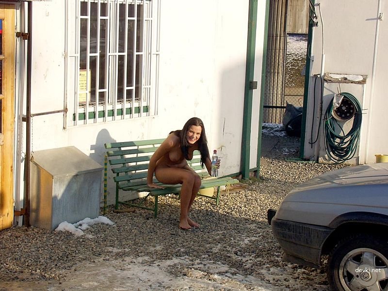Amateur Street Striptease: Outdoor Girl Undressing Explicitly