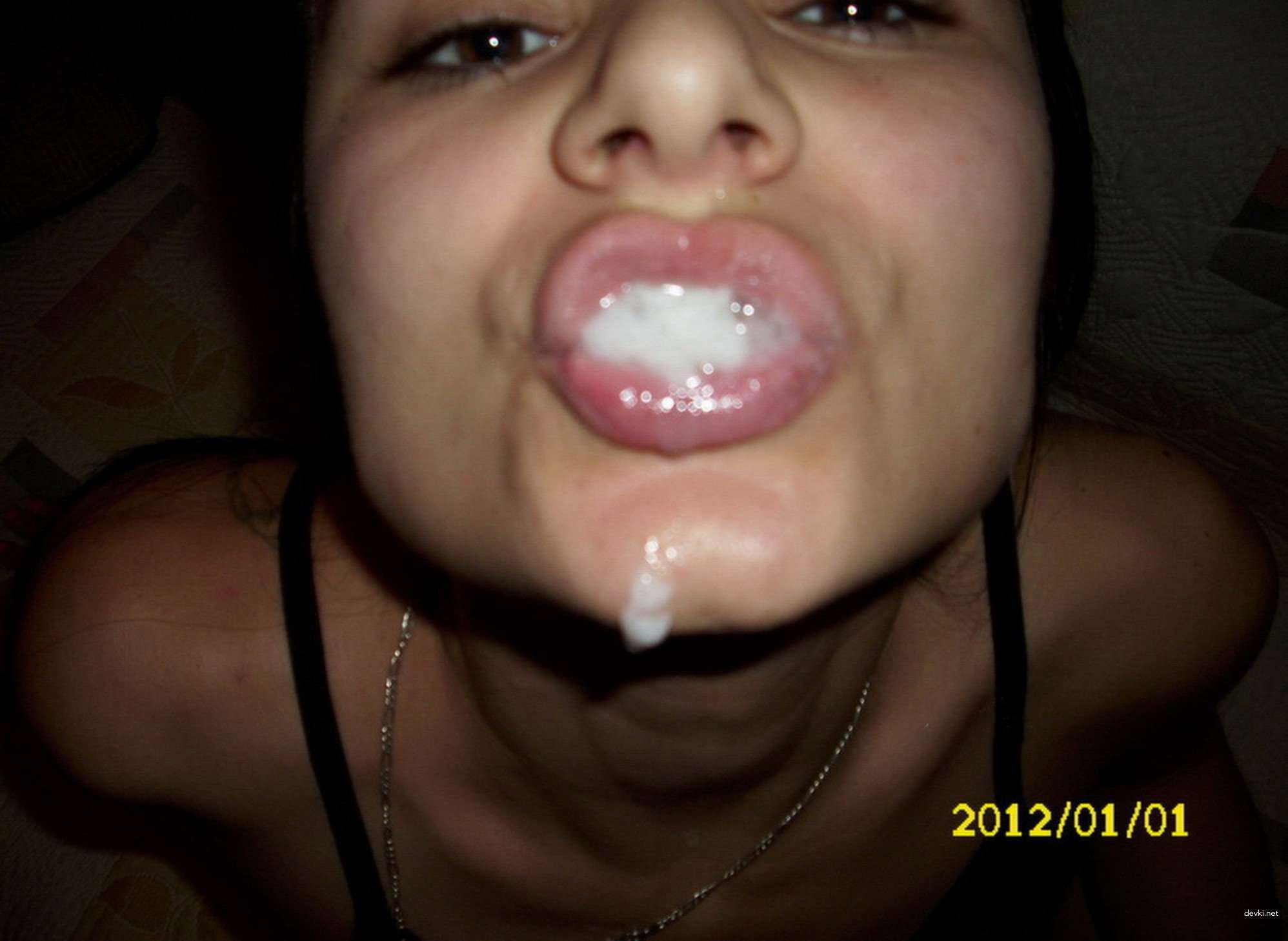 Explicit Cum Swallowing Blowjob Pics: Hot Amateur Babe Gobbles Cum