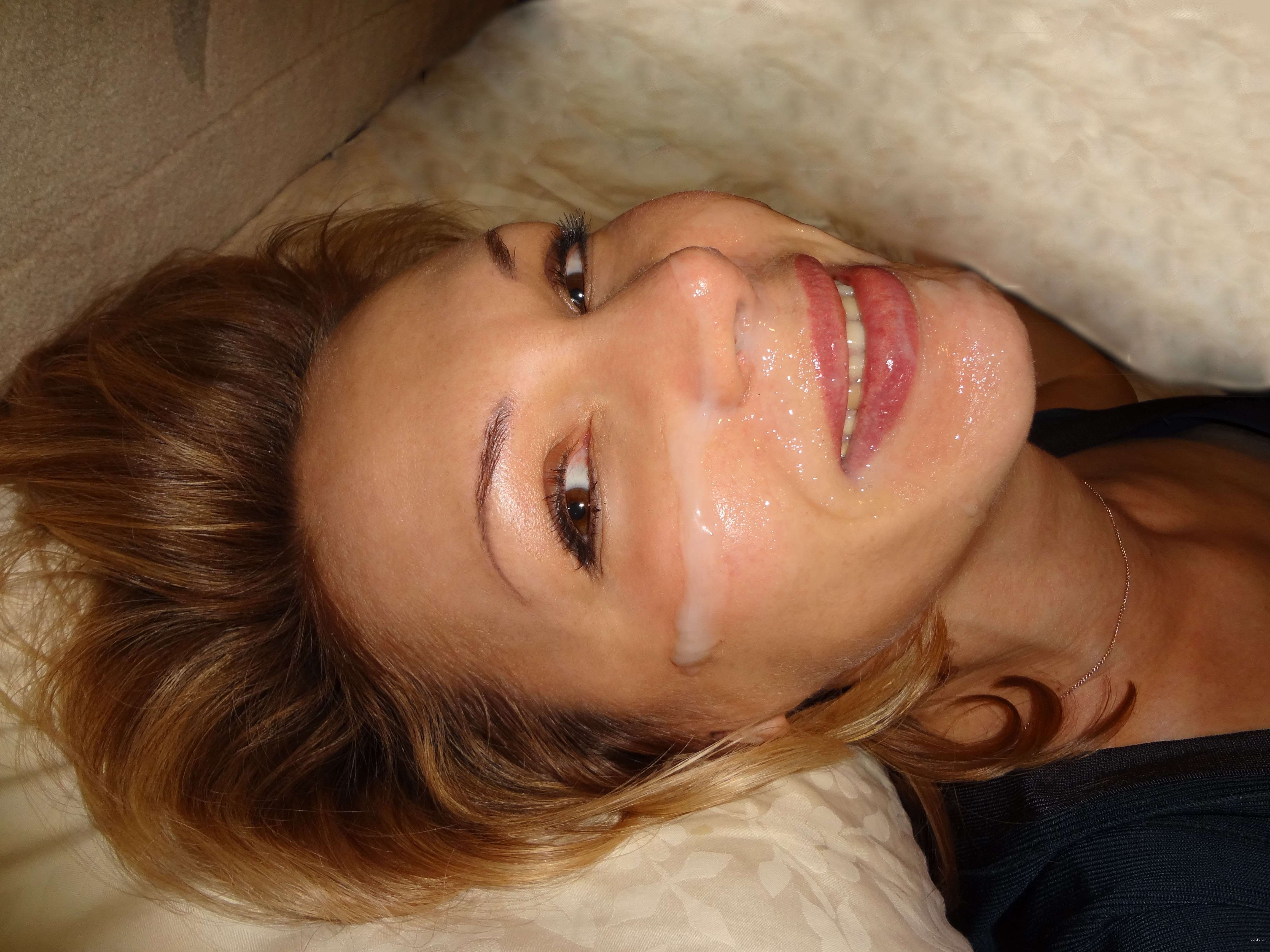 Filthy Whore Deepthroats Cock and Takes a Messy Facial Cumshot