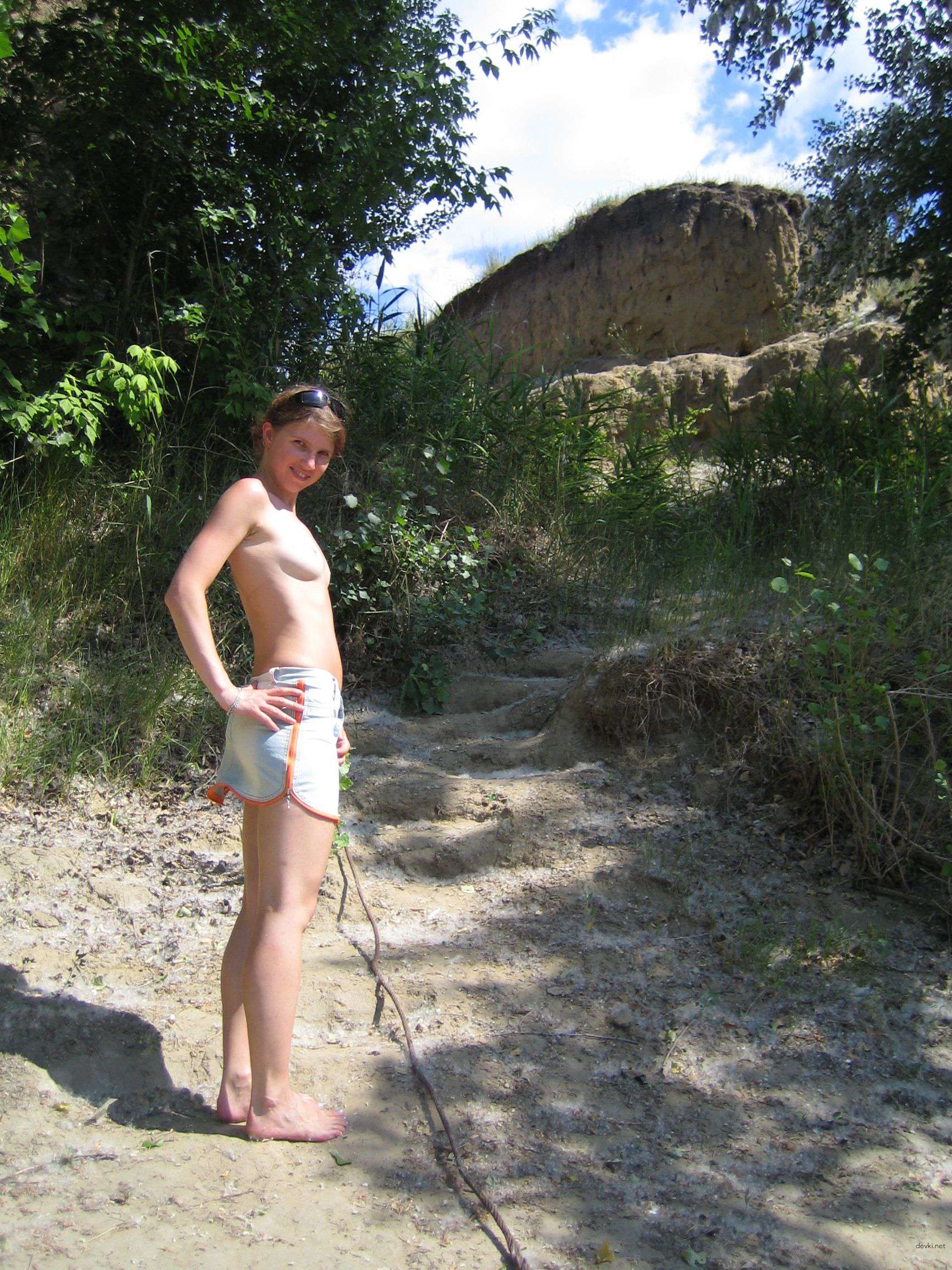 Topless Blonde Amateur Lounging - Explicit Photo Shoot