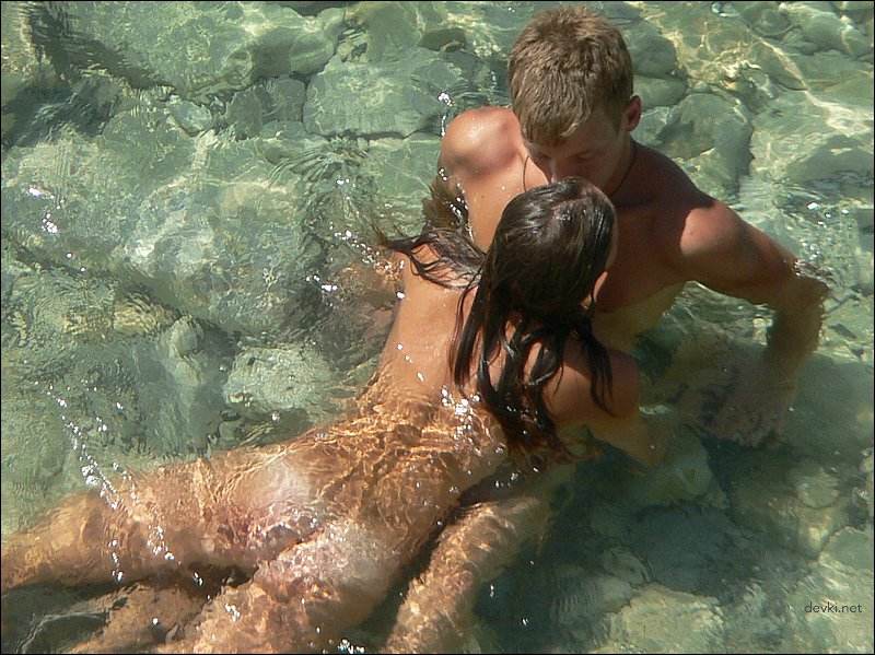Explicit Nude Couple Posing on Beach - Amateur Beach Photo