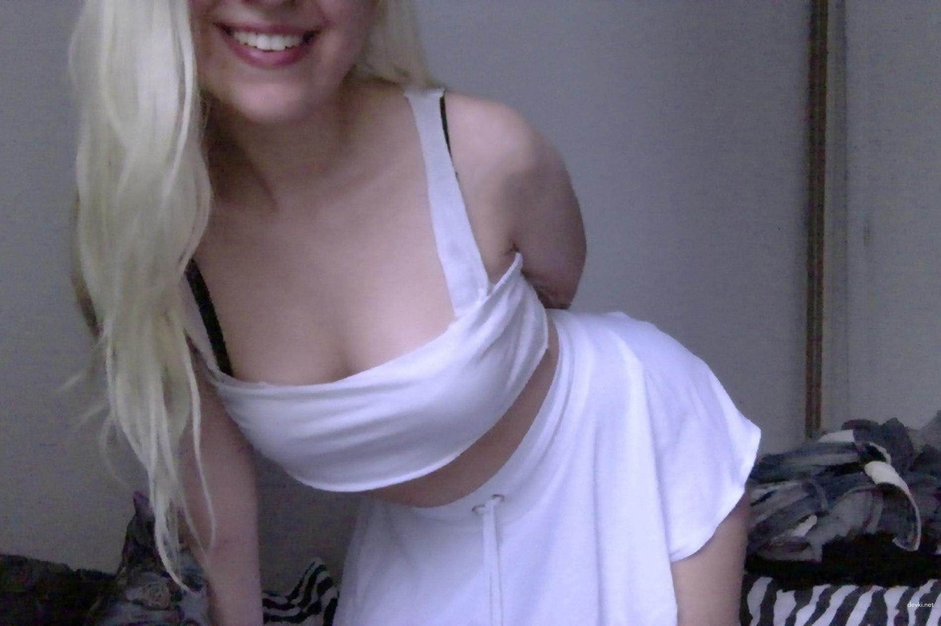 Blonde Amateur's Explicit Nude Striptease - Uncensored Panty Removal Photos