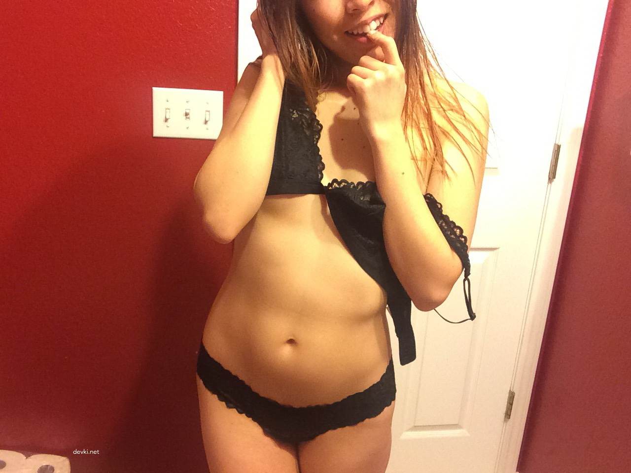 Hot Amateur Babe Teases in Stockings and Lingerie - Seductive Amateur Girl in Sexy Outfit