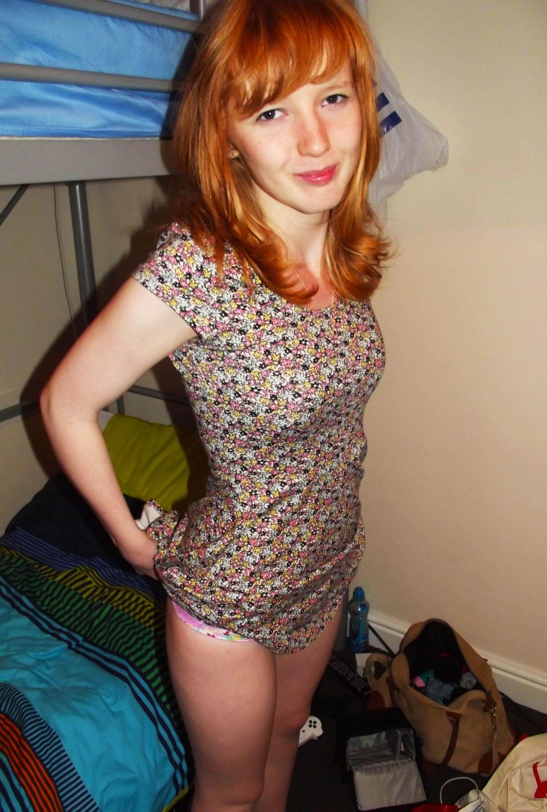 Hot Redhead Student's Explicit Amateur Erotica with Shaved Pussy