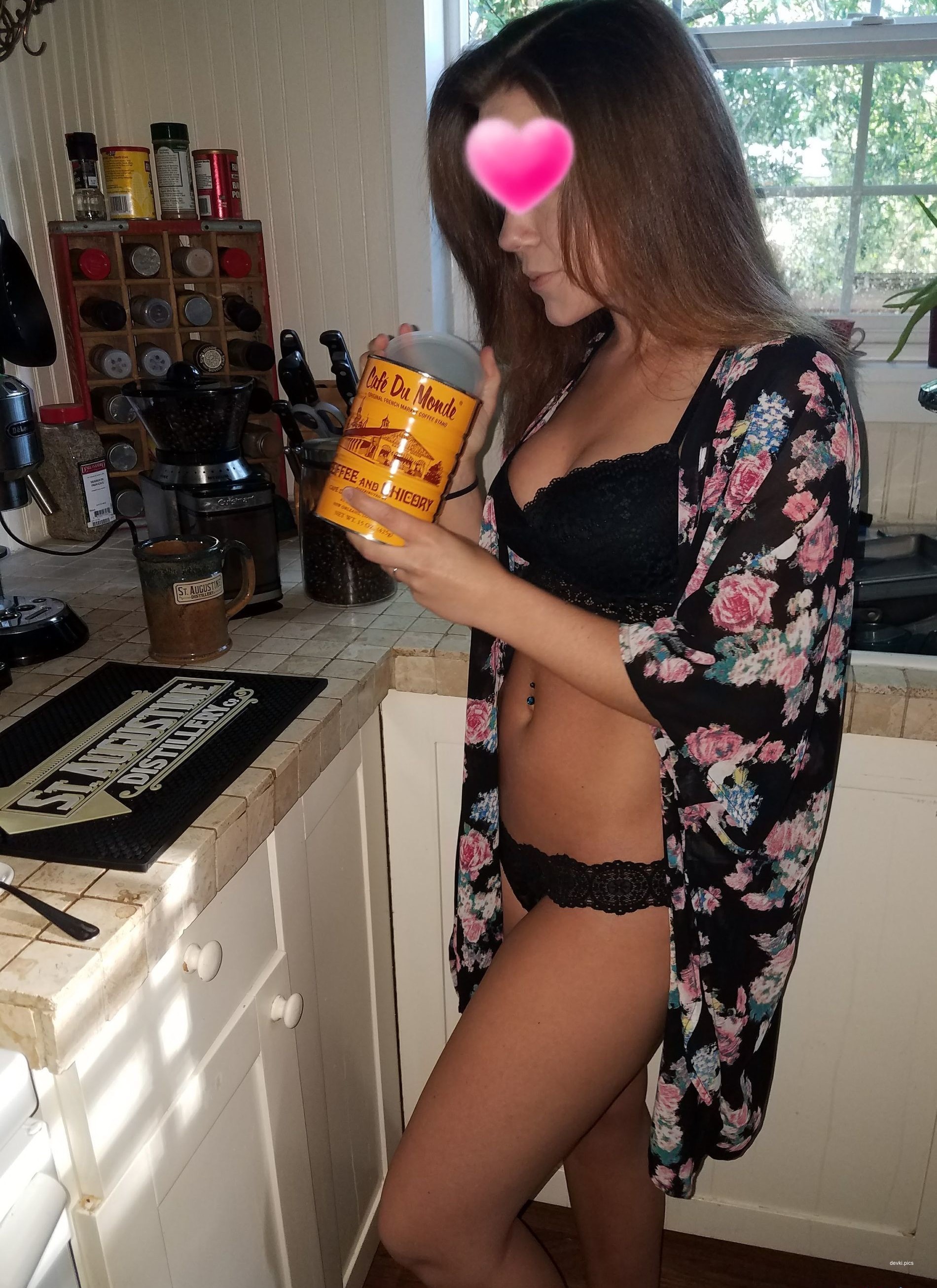 Hot Naked Wife Brewing Morning Coffee - Explicit Amateur Photo